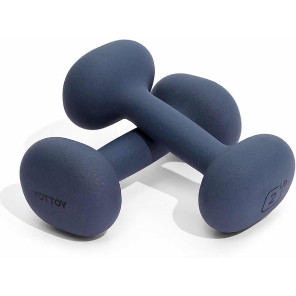 YOTTOY Dumbbell Set of 2 — 2 lb Each (4 lb Pair) BLUE Non-Slip Hand Weights for Women — Home Gym & Full-Body Toning