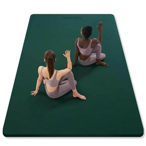 YOTTOY Large Yoga Mat (75 * 52 * 1/4inch),Extra Wide TPE Exercise Mat,Non-Slip Workout Mat for Pilates, Fitness, Barefoot, Home Gym Studio with Strap and Towel