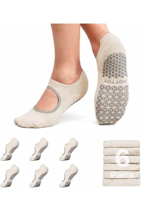 Pilates Socks for Women(6 Pairs)–Breathable, Grip-Enhanced Non-Slip Yoga Socks, Durable & Perfect for Home Workouts