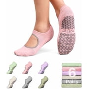 YOTTOY Pilates Socks for Women(6 Pairs)–Breathable, Grip-Enhanced Non-Slip Yoga Socks, Durable & Perfect for Home Workouts
