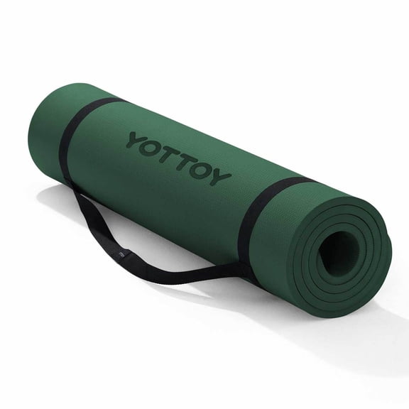 YOTTOY Yoga Mat，Extra Thick Yoga Mat (1/2inch),Professional TPE Exercise Mat,Non-Slip Workout Mat for Yoga, Pilates, Fitness, Barefoot Workouts, Home Gym Studio with Strap