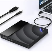 YOTUO External CD Drive, Portable USB 3.0 Type-C CD/DVD RW Drive Player, CD ROM Rewriter Burner Optical Disc Drive Compatible with Laptop Desktop PC for Windows 7/8/11/10 Mac MacBook Pro/Air