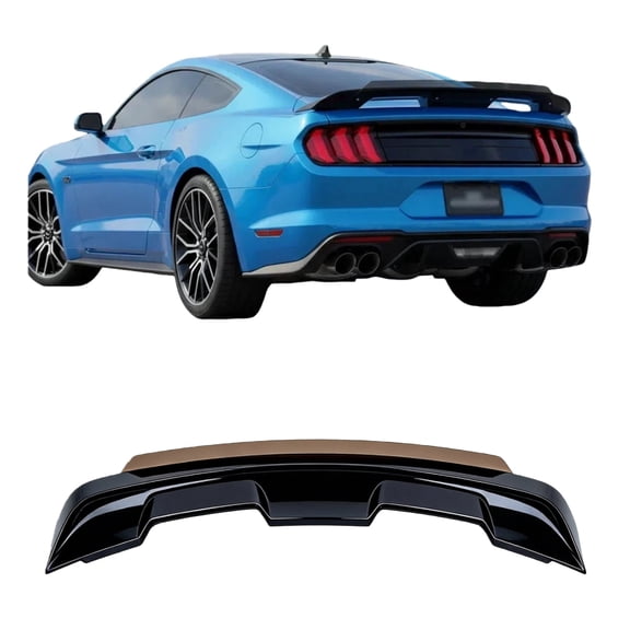 YOTZU GT500 Style Wicker Bill Rear Trunk Spoiler Wing Gloss Black Compatible with 2015-2023 Ford Mustang Coupe, High Decklid Spoiler Replacement