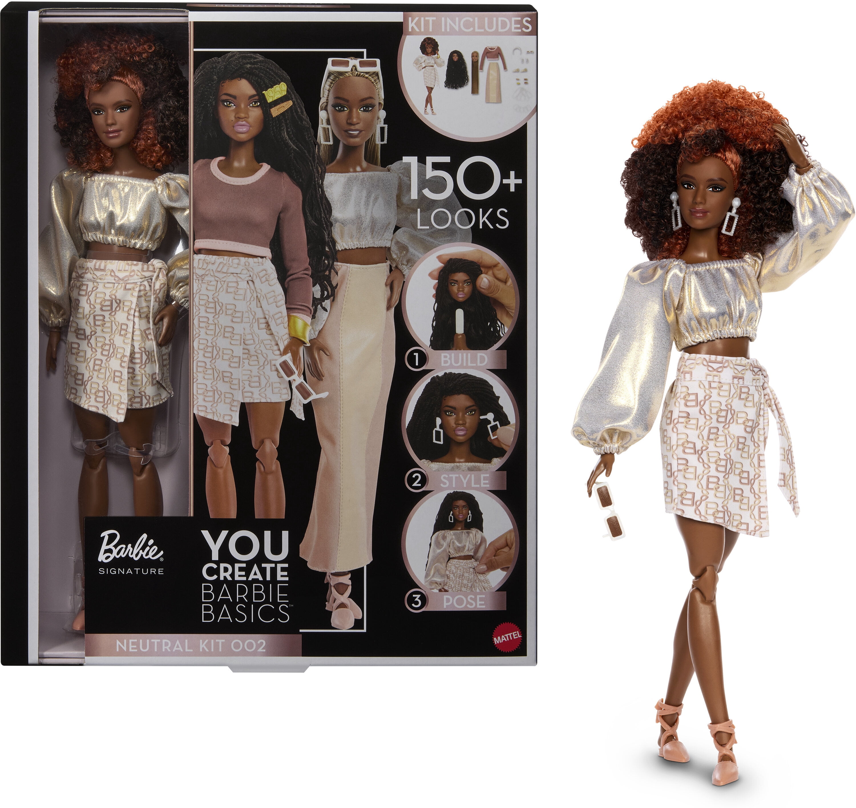 Barbie You Create Barbie Basics Neutral Kit 002, Customizable Fashion Doll & Universal-fit Clothing