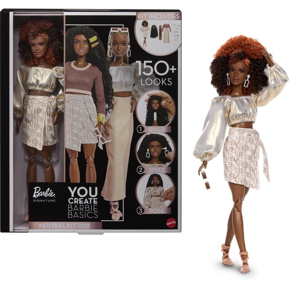 Barbie You Create Barbie Basics Neutral Kit 002, Customizable Fashion Doll & Universal-fit Clothing