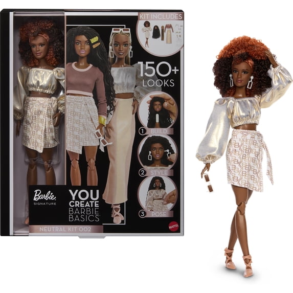 Barbie You Create Barbie Basics Neutral Kit 002, Customizable Fashion Doll & Universal-fit Clothing