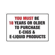YOU MUST BE 18 YEARS TO PURCHASE E-CIG E-LIQUID Vape Aluminum Sign vapor shop e cigarette | Indoor/Outdoor | 10" Tall
