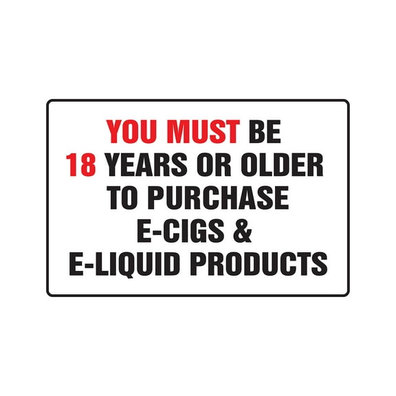 YOU MUST BE 18 YEARS TO PURCHASE E-CIG E-LIQUID Vape Aluminum Sign vapor shop e cigarette | Indoor/Outdoor | 18" Tall