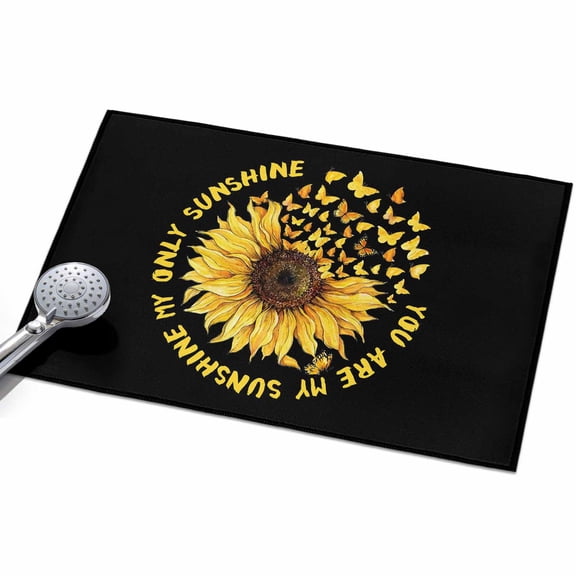 YOU ARE MY SUNSHINE Area Rugs 2x3ft Summer Sunflowers Golden Gradient Butterflies Floor Rug Non Slip Low Pile Ultra Soft Throw Carpet for Entryway Indoor Entrance Kitchen Bathroom
