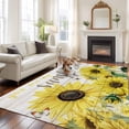 thumbnail image 1 of YOU ARE MY SUNSHINE Area Rugs 5x7 ft Sunflower Bee Wood Grain Washable Rug Non Slip Indoor Carpet Absorbent Floor Mat for Living Room Bedroom Dining Room, 1 of 9