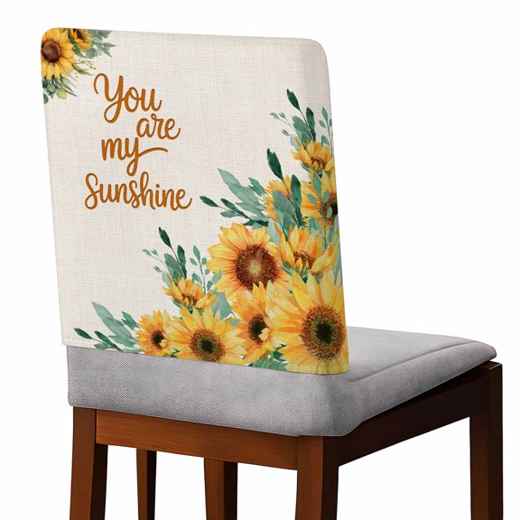 YOU ARE MY SUNSHINE Chair Covers Set of 6 Spring Summer Flowers Green Leaves Chair Back Covers Stretch Removable Washable Slipcovers Protector for Dining Room Kitchen Party Decor