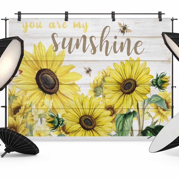YOU ARE MY SUNSHINE Photography Backdrop 12x8FT, Sunflower Bee Wood Grain Photo Backdrops, Background for Photography Studio Photo Studio Background, Back Drop for Photoshoot