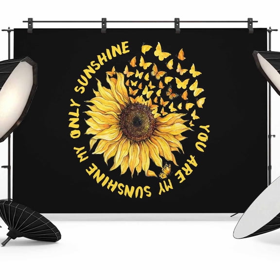 YOU ARE MY SUNSHINE Photography Backdrop 7x5FT, Summer Sunflowers Golden Gradient Butterflies Photo Backdrops, Background for Photography Studio Photo Studio Background, Back Drop for Photoshoot