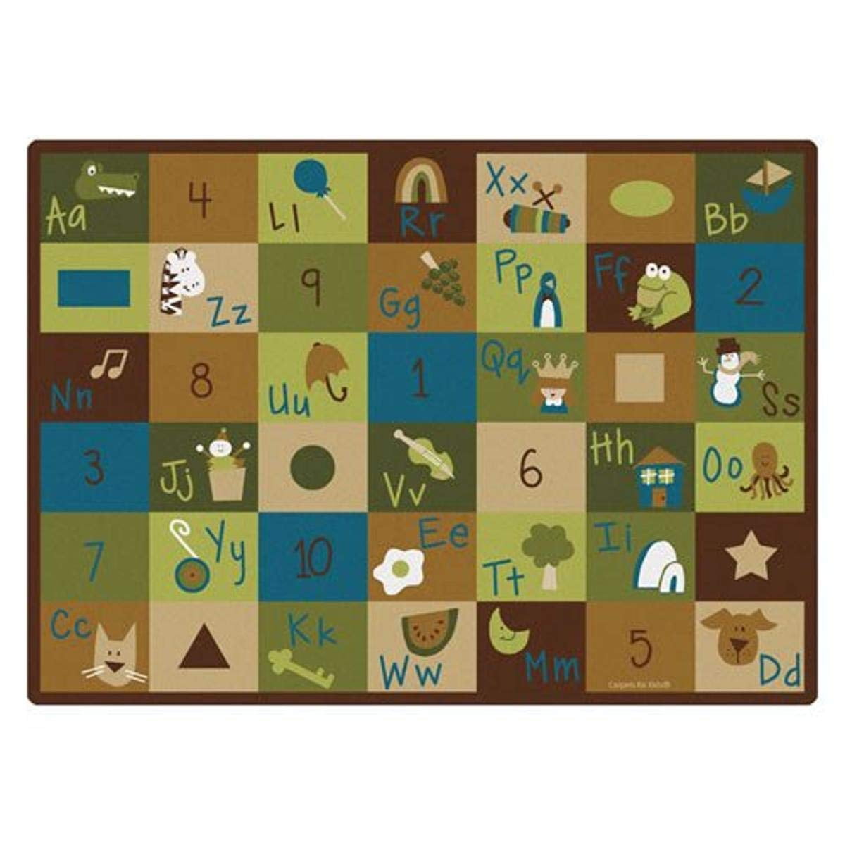 Blue Rectangular Stain-Resistant Kids' Synthetic Rug