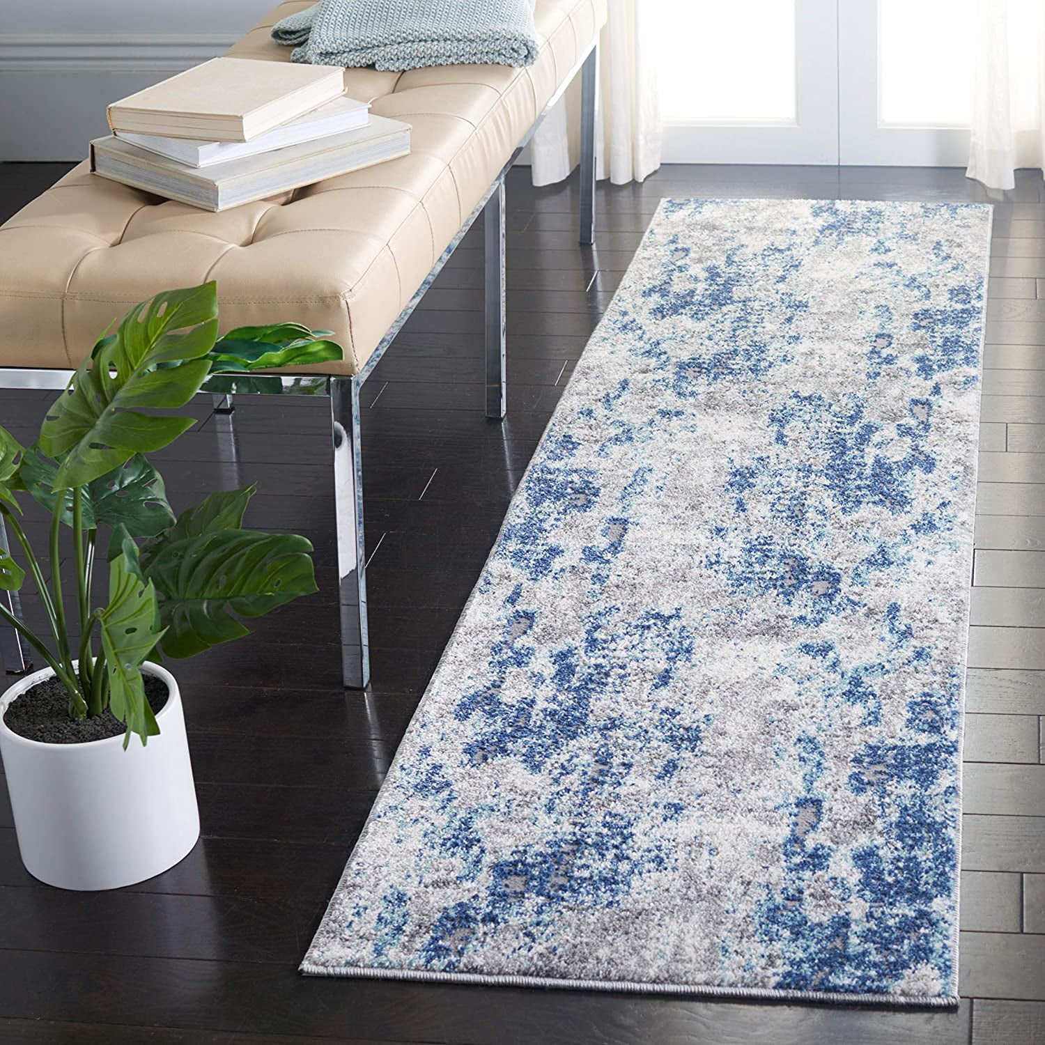 Gray Abstract 8' x 10' Reversible Synthetic Area Rug