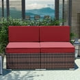 thumbnail image 1 of YOUDENOVA 2 Pieces Outdoor Sectional Sofa, PE Rattan Patio Furniture Sets,Wine Red, 1 of 1