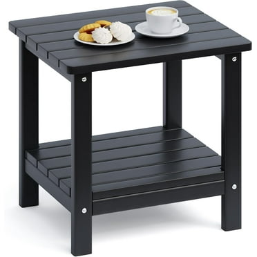 YOUDENOVA 2-Tier Outdoor Side Table for Patio, 19 x 16 inches Adirondack Poolside Table, HDPE End Table for Backyard & Indoor Use