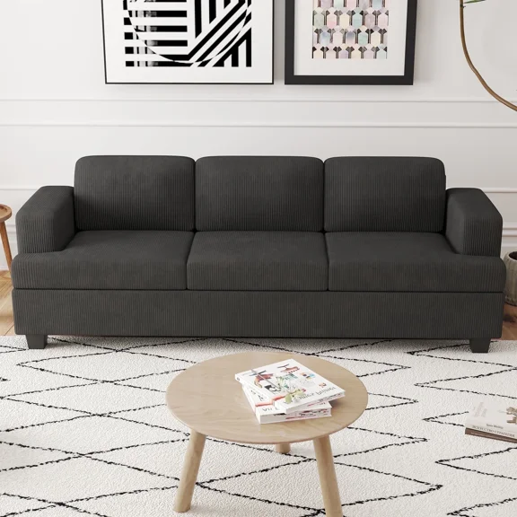 LUMIHO 89" Modern Corduroy Sofa,3 Seater Couches for Living Room, Bedroom,with Deep Seat,gray
