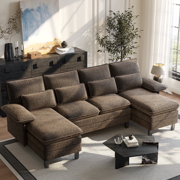 MRUAKA U Shaped Sofa , U Shaped Couch with Chaise, Sectional Couch for Small Space Apartment, 3 Seater