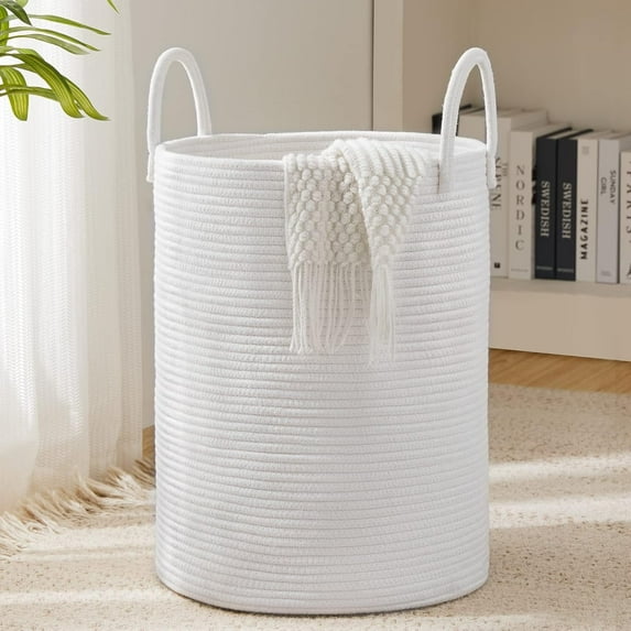 YOUDENOVA Laundry Hamper Basket, Woven 58L Tall Laundry Basket for Blanket Organizer- Nursery Hamper for Bedroom And Bathroom Storage