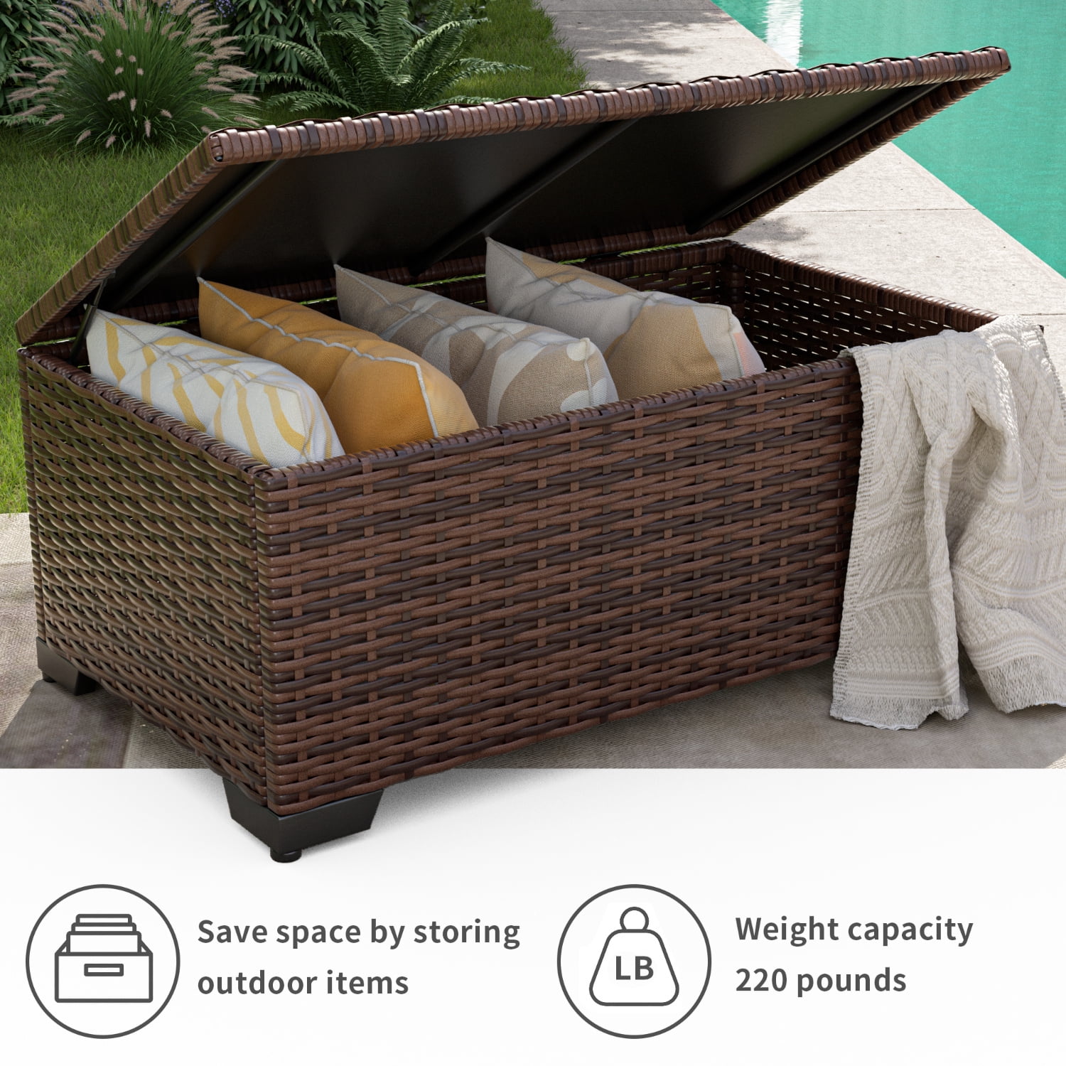 YOUDENOVA Outdoor Storage Table, AllWeather Wicker Patio Coffee Table — free download