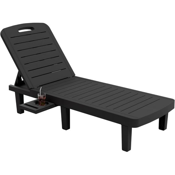 YOUDENOVA Oversized Resin Patio Lounge Chair - 5-Position Adjustable Backrest & Storage Rack | Ideal for Pool, Deck, Garden, and Indoor Spaces