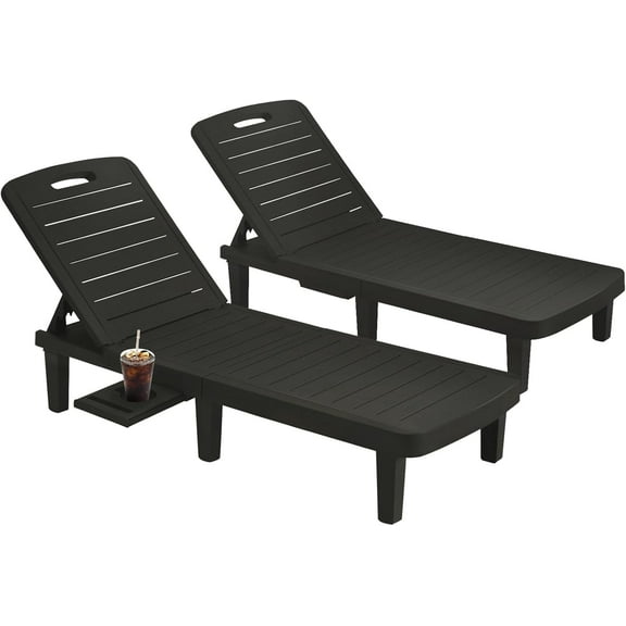 YOUDENOVA Oversized Resin Patio Lounge Chair - 5-Position Adjustable Backrest & Storage Rack | Ideal for Pool, Deck, Garden, and Indoor Spaces