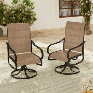 YOUDENOVA Patio Padded Swivel Chairs, Outdoor Dining Chairs High Back, All-Weather Breathable Textilene Outdoor Chairs with Metal Rocking Frame for Lawn Garden Backyard