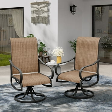 YOUDENOVA Patio Swivel Chairs, Outdoor Dining Chairs High Back, All Weather Breathable Textilene Outside Furniture Chair with Metal Rocking Frame for Lawn Garden Backyard Duck