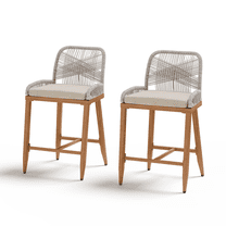 YOUDENOVA Set of 2/4/6 Aluminum Wood Grain Bar Stools, Upholstered Counter Height Chairs, Ergonomic & Durable Design, Cushions Included, Easy to Assemble