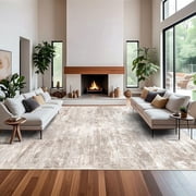 YOUFORTONG 12x15 Abstract Area Rug,Large Washable Indoor Rug,Non-Slip Stain Resistant Distressed Soft Carpet for Living Room Bedroom Farmhouse,Brown deal from Walmart
