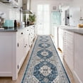thumbnail image 1 of YOUFORTONG 2'6x12 Vintage Washable Hallway Runner, Non-Slip Soft Rug, Farmhouse Carpet for Entryway Kitchen Living Room Bedroom,Blue, 1 of 7