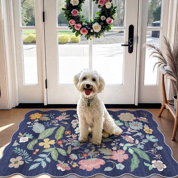 YOUFORTONG 2x3 Washable Floral Area Rug,Non Slip Soft Thin Carpet for Entryway Bedroom Nursery Farmhouse Dorms,Purple