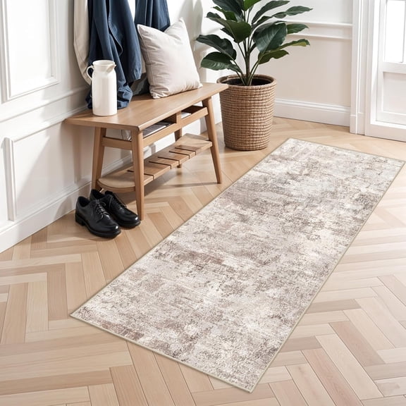 YOUFORTONG 2x5 Hallway Runner Rug,Machine Washable Stain Resistant Indoor Carpet,Non Slip Rubber Backing Distressed Rug for Entryway Bedroom Kitchen,Brown