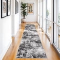 thumbnail image 1 of YOUFORTONG 3'x12' Washable Abstract Runner Rug,Soft Low Pile Indoor Carpet,Non Slip Backing,Stain Resistant Distressed Floor Mat for Living Room Bedroom Kitchen Hallway,Black, 1 of 7
