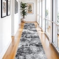 thumbnail image 1 of YOUFORTONG 3'x14' Washable Abstract Runner Rug,Soft Low Pile Indoor Carpet,Non Slip Backing,Stain Resistant Distressed Floor Mat for Living Room Bedroom Kitchen Hallway,Black, 1 of 7