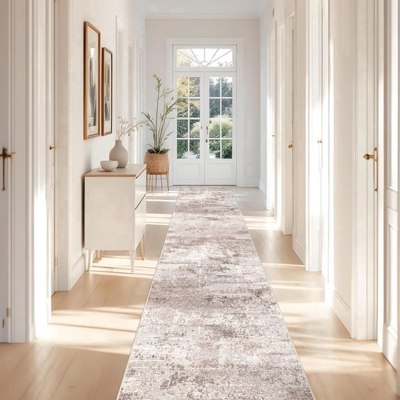 YOUFORTONG 3x16 Long Hallway Runner Rug, Ultra Soft Machine Washable Area Rug, Low Pile Vintage Distressed Carpet for Entryway Living Room Bedroom Kitchen,Brown