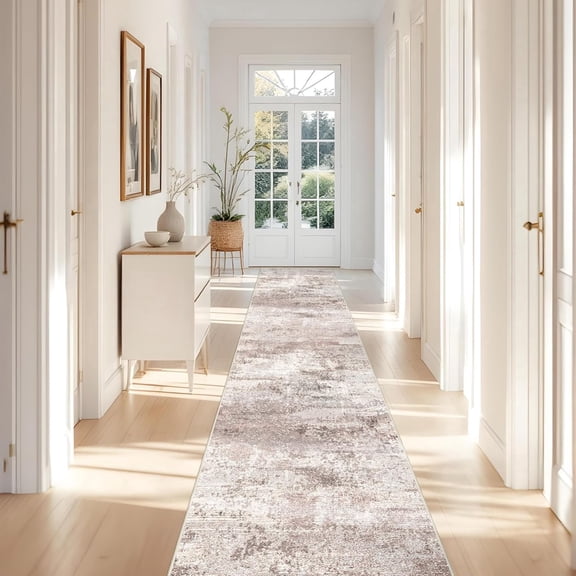 YOUFORTONG 3x16 Long Hallway Runner Rug, Ultra Soft Machine Washable Area Rug, Low Pile Vintage Distressed Carpet for Entryway Living Room Bedroom Kitchen,Brown