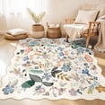 thumbnail image 1 of YOUFORTONG 5x5 Washable Floral Scalloped Area Rug, Non Slip Soft Water Resistant Square Carpet for Living Room Bedroom Nursery Kitchen Farmhouse Dorms,Cream, 1 of 6