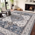 thumbnail image 1 of YOUFORTONG 8x10 Washable Area Rug, Large Vintage Indoor Carpet for Living Room Bedroom, Non Slip Backing Stain Resistant Soft Floor Mat, Home Decor Accent Rug,Navy Blue, 1 of 8