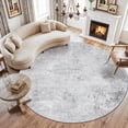 thumbnail image 1 of YOUFORTONG 9ft Round Washable Abstract Area Rug, Modern Low Pile Carpet, Soft Non-Slip Stain Resistant Indoor Mat for Living Room Bedroom Dining Room,Grey, 1 of 9