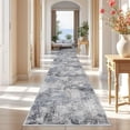 thumbnail image 1 of YOUFORTONG Abstract 3'x25' Washable Runner Rug,Soft Distressed Indoor Carpet,Non Slip Rubber Backing,Stain Resistant Floor Mat for Hallway Entryway Living Room Bedroom Kitchen,Blue, 1 of 7