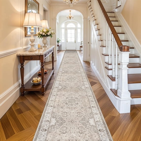 YOUFORTONG Washable 3x20 Extra Long Hallway Runner Rug,Oriental Soft Low Pile Thin Carpet,Non-Slip Stain Resistant Mat for Kitchen Entryway Living Room Dining BedroomRoom,Brick