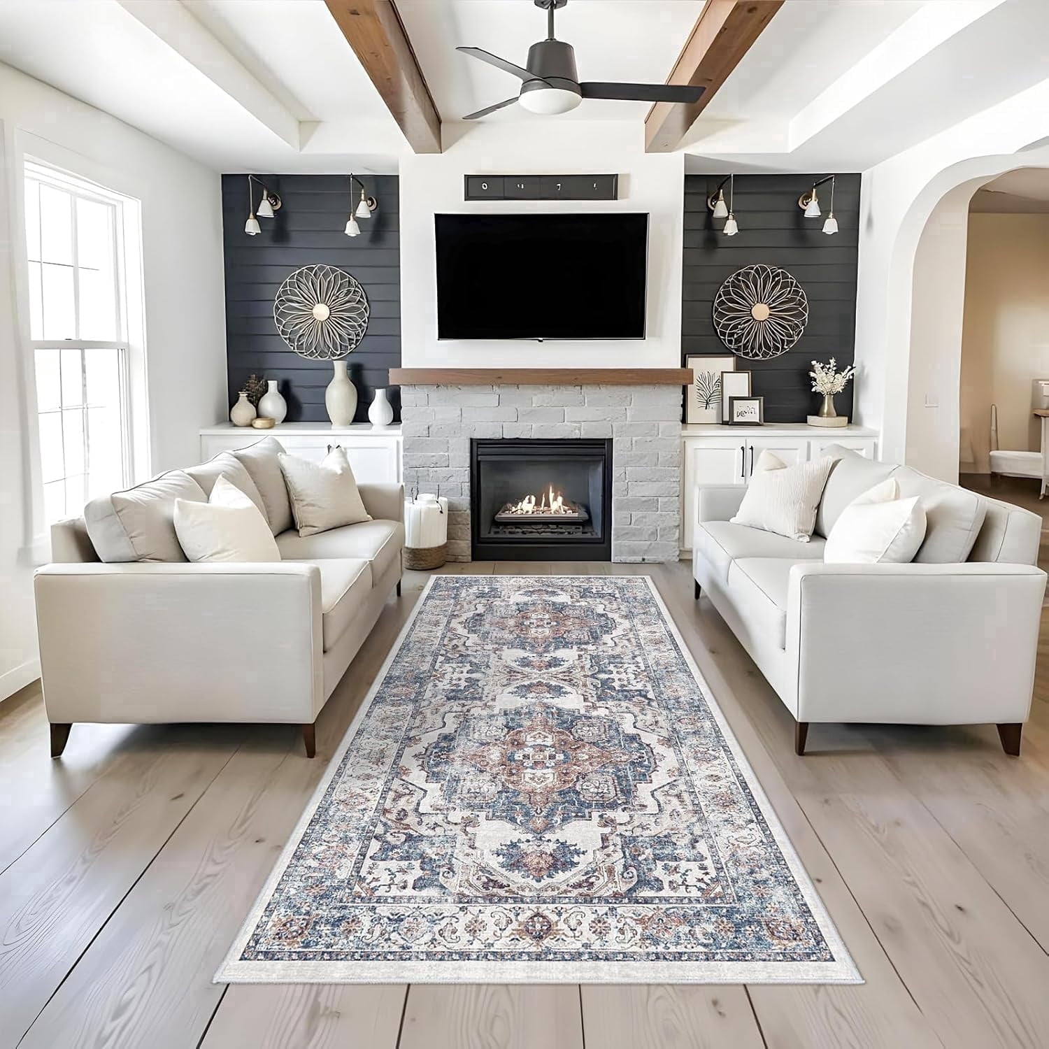 YOUFORTONG 4x8 Wide Hallway Washable Runner Rug,Vintage Soft Non-Slip ...