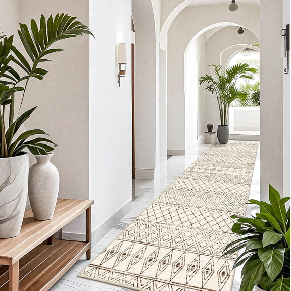 YOUFORTONG Hallway Washable 3X20 Runner Rugs,Extra Long Soft Floor Mat for Living Room,Beige
