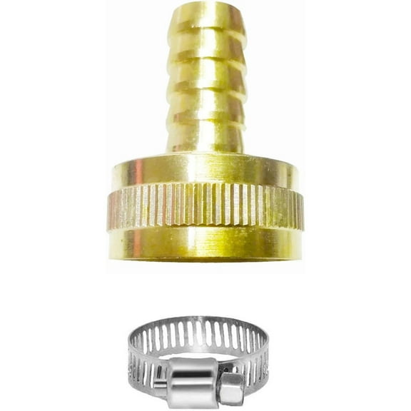 YOUHO 1PCS 3/4 GHT (F) to 1/4 Barb Thread Swivel Brass Garden Hose Pipe Connector With Clamps,Fit For Garden Hose Repair