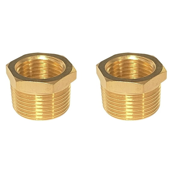 YOUHO 3/4 to 1/4 reducer Brass Threaded Pipe Fitting 3/4 Inch NPT Male x 1/4 Inch NPT Female Hex Bushing Adapter (2 packs)