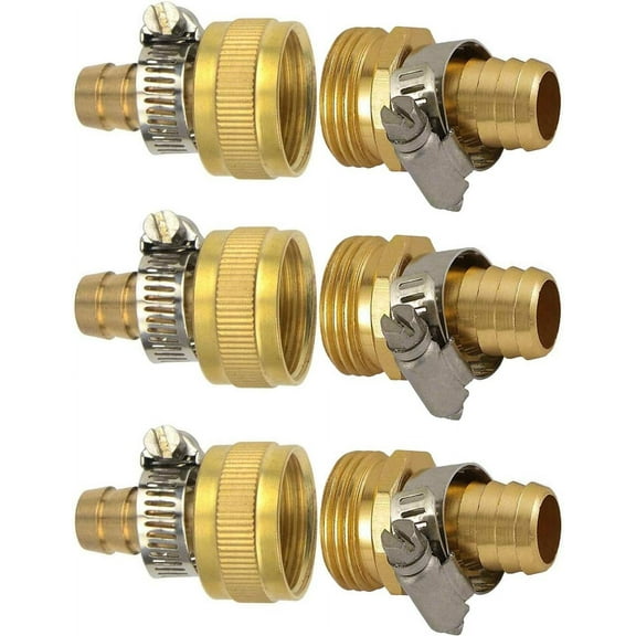 YOUHO 3 Sets 3/4"Garden Hose Adapter 3/4" Drip Irrigation Tubing to Faucet 5/8 Tubing or 3/4 Tubing x 3/4" GHT Garden Hose Repair kit.