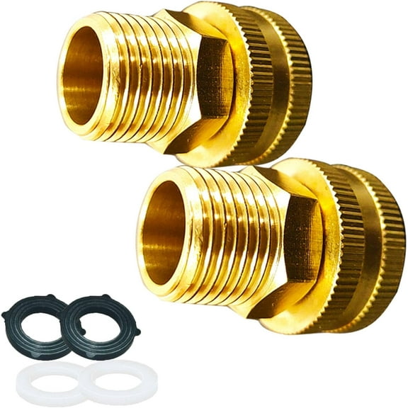 YOUHO Brass Garden Hose Threaded 1/2 NPT Male x 3/4 GHT Female Fitting Connect, 2 pcs .