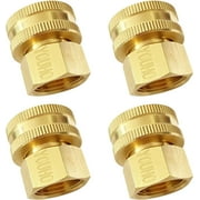 YOUHO Garden Hose Adapter Double Female Brass Swivel Thread Size 1/2" NPT F to 3/4" GHTF Garden Pipe Joint Extension Repair Fitting 4PCS